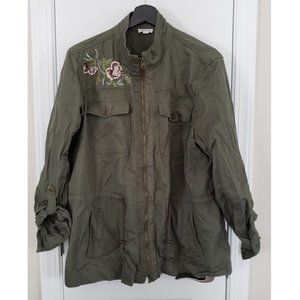 Lightweight Cotton Jacket with Floral Embroidery